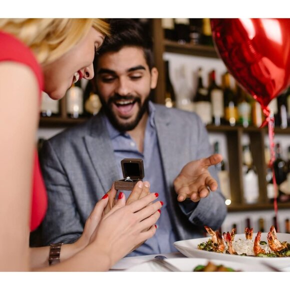 WisePoint Personalized Wooden Ring Box Square Wedding Ring Box for Ring Mini - Picture 5 of 6